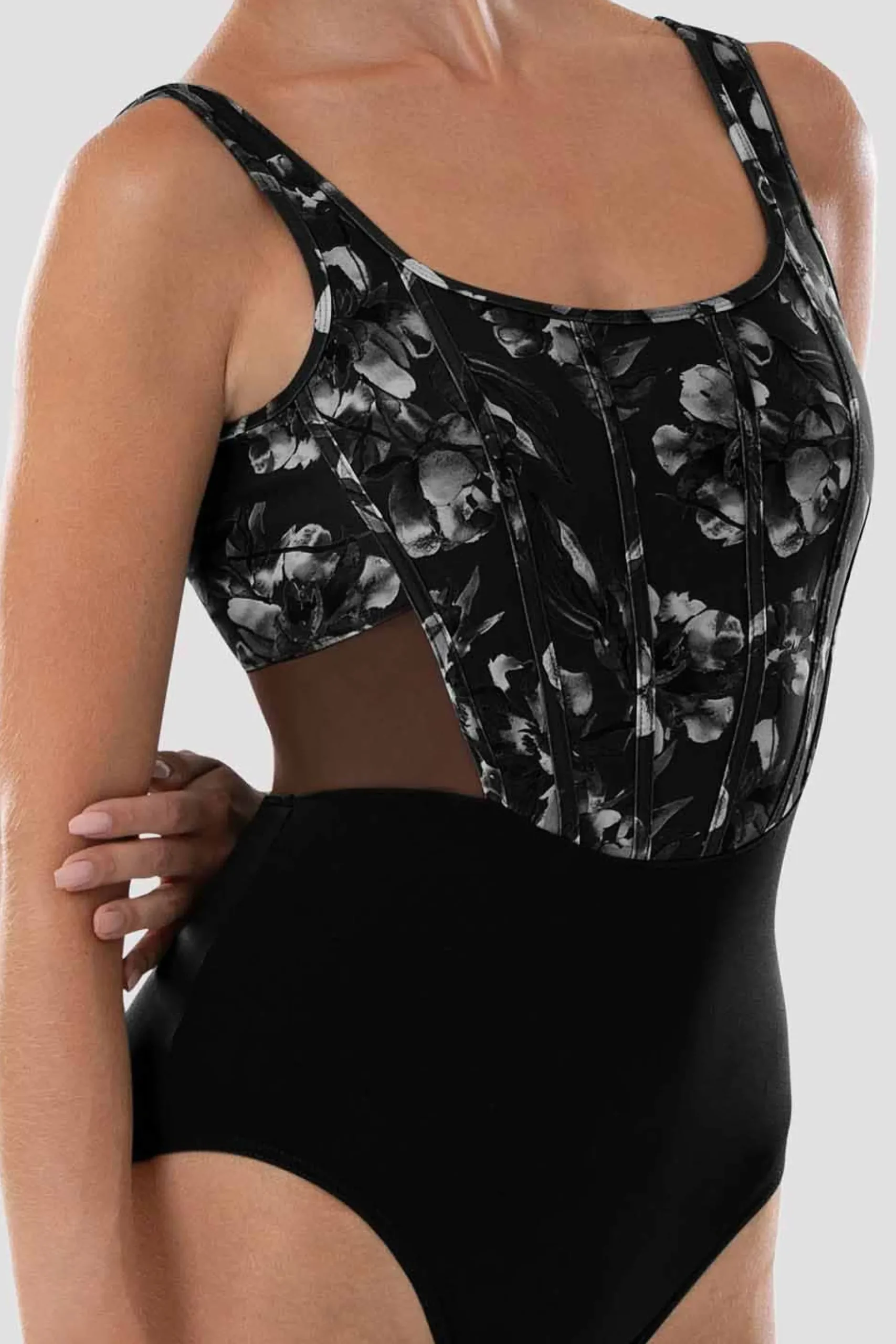 Bloch Trikots^Abby Tank-Trikot mit Blumenmuster für Damen black
