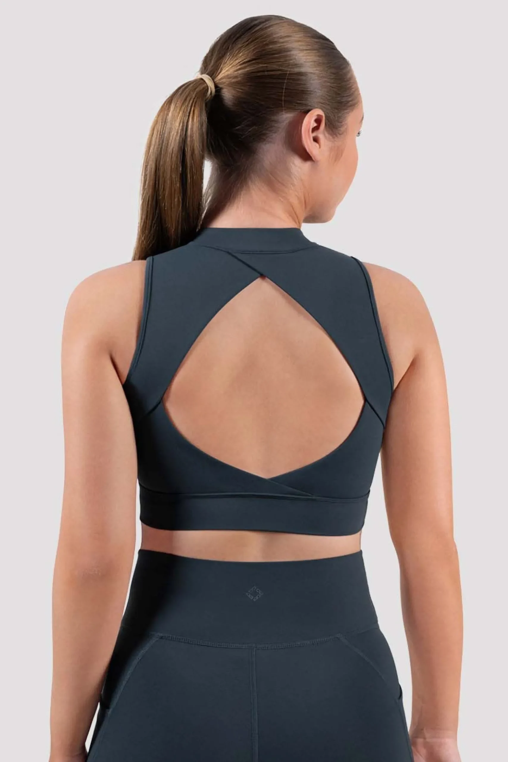 Bloch Crop Tops|Oberteile^Apex Everhold Crop Top mit Reißverschluss vorne greencharcoal