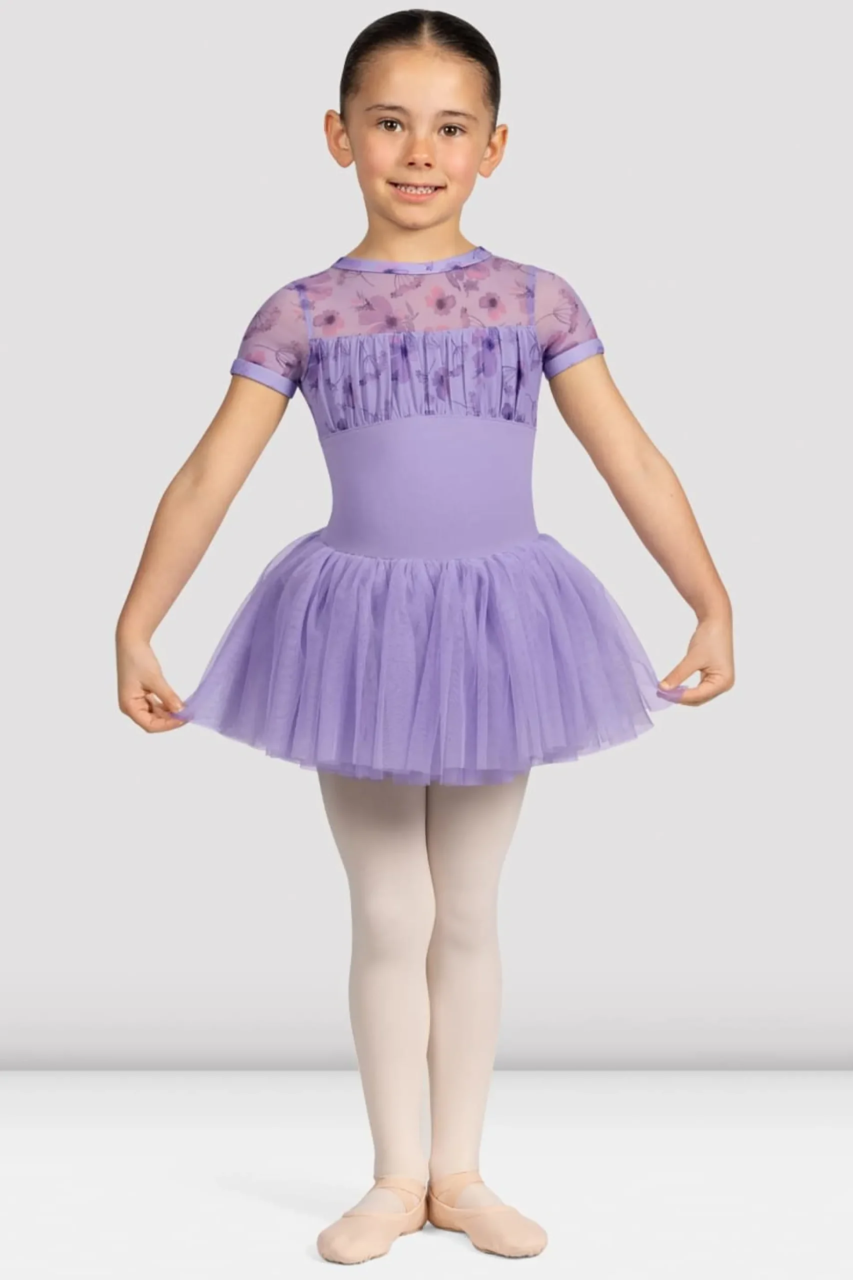 Bloch Kleider|Performance^Belle Tutu-Kleid mit Blumenmuster und Flügelärmeln für Mädchen lilac