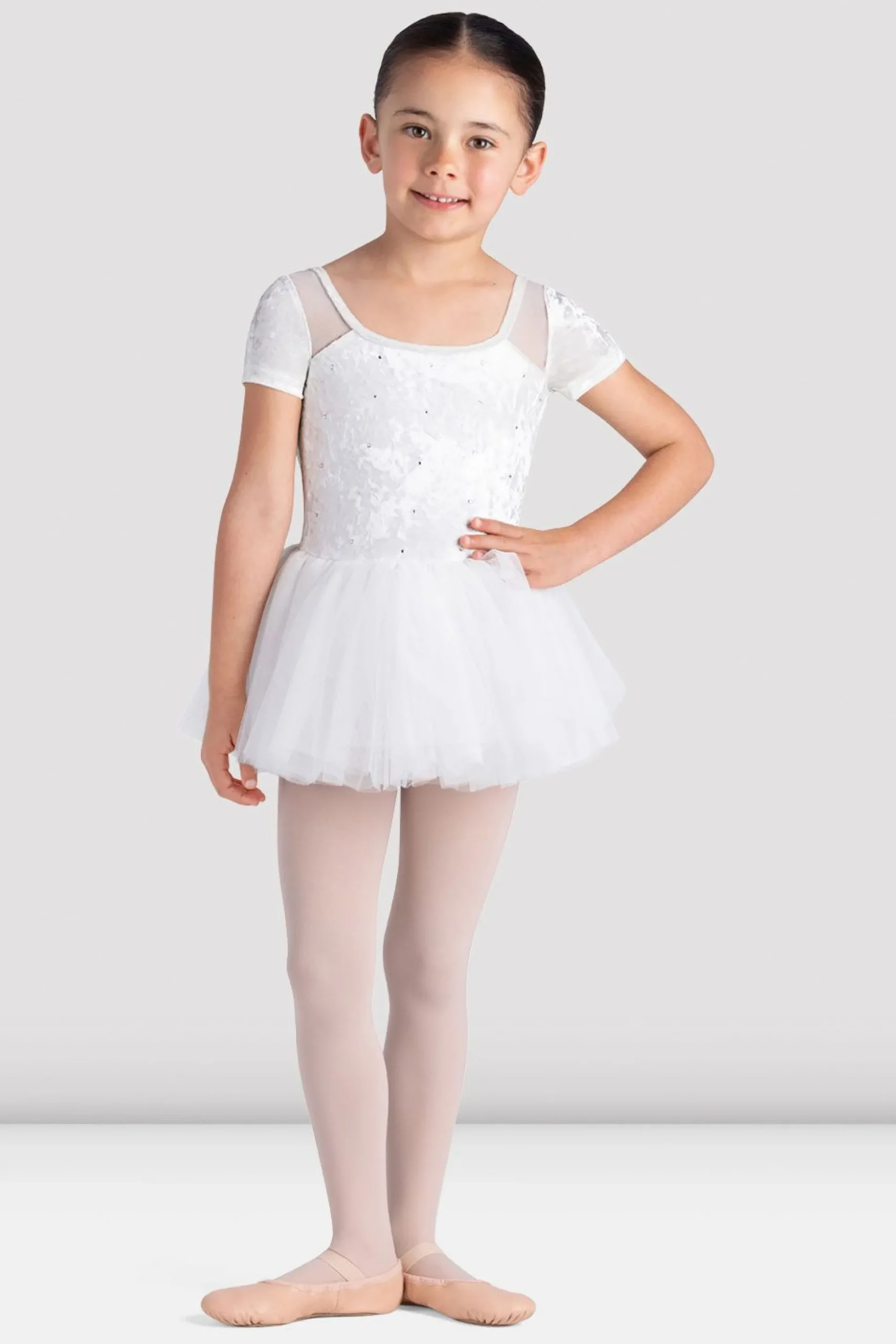 Bloch Kleider|Performance^Delilah Tutu-Kleid mit Flügelärmeln für Mädchen white