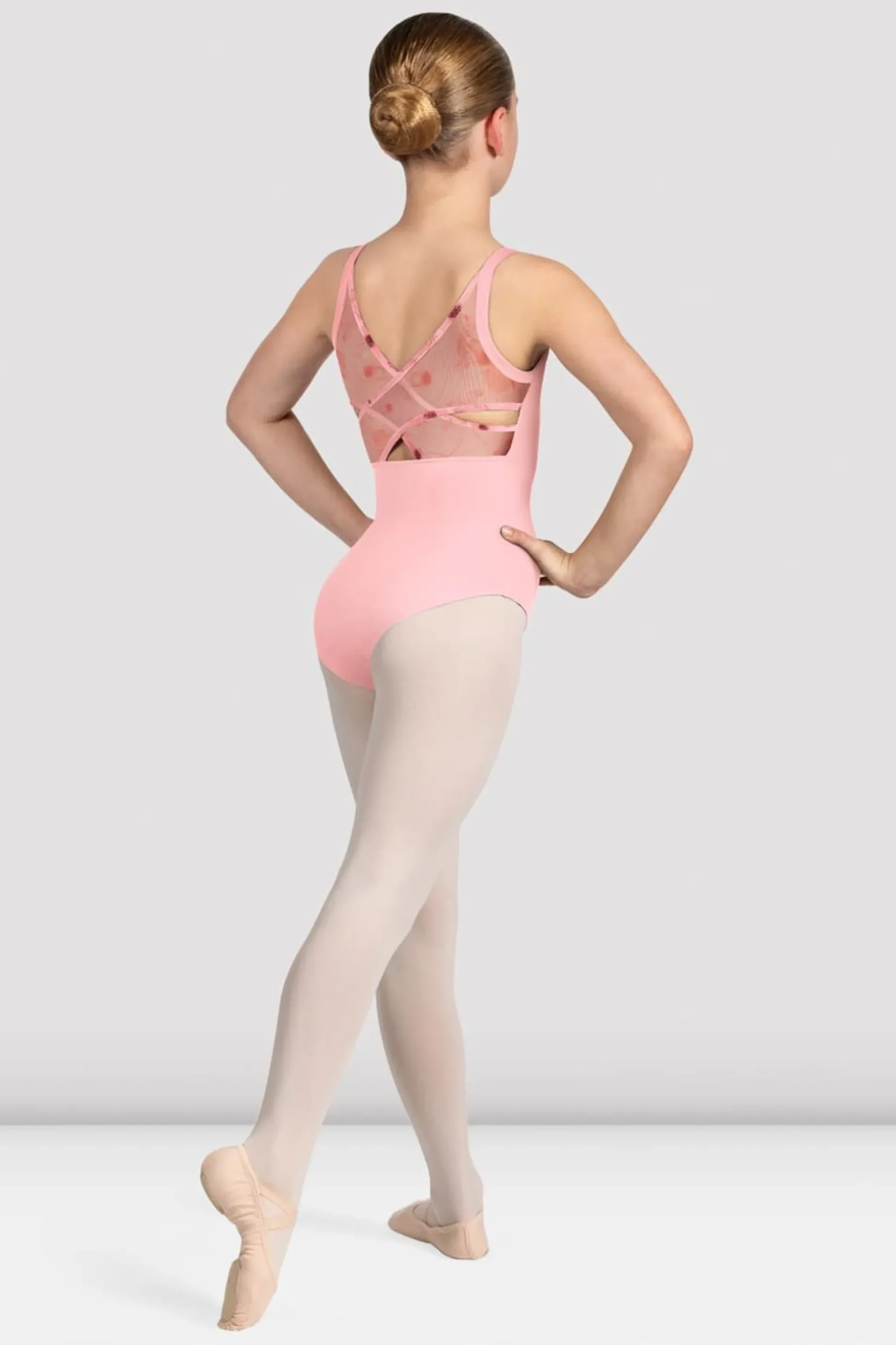 Bloch Trikots^Lilafarbener Camisole-Trikot mit Blumenmuster für Mädchen candypink