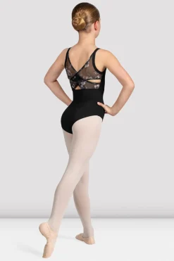 Bloch Trikots^Lilafarbener Camisole-Trikot mit Blumenmuster für Mädchen black
