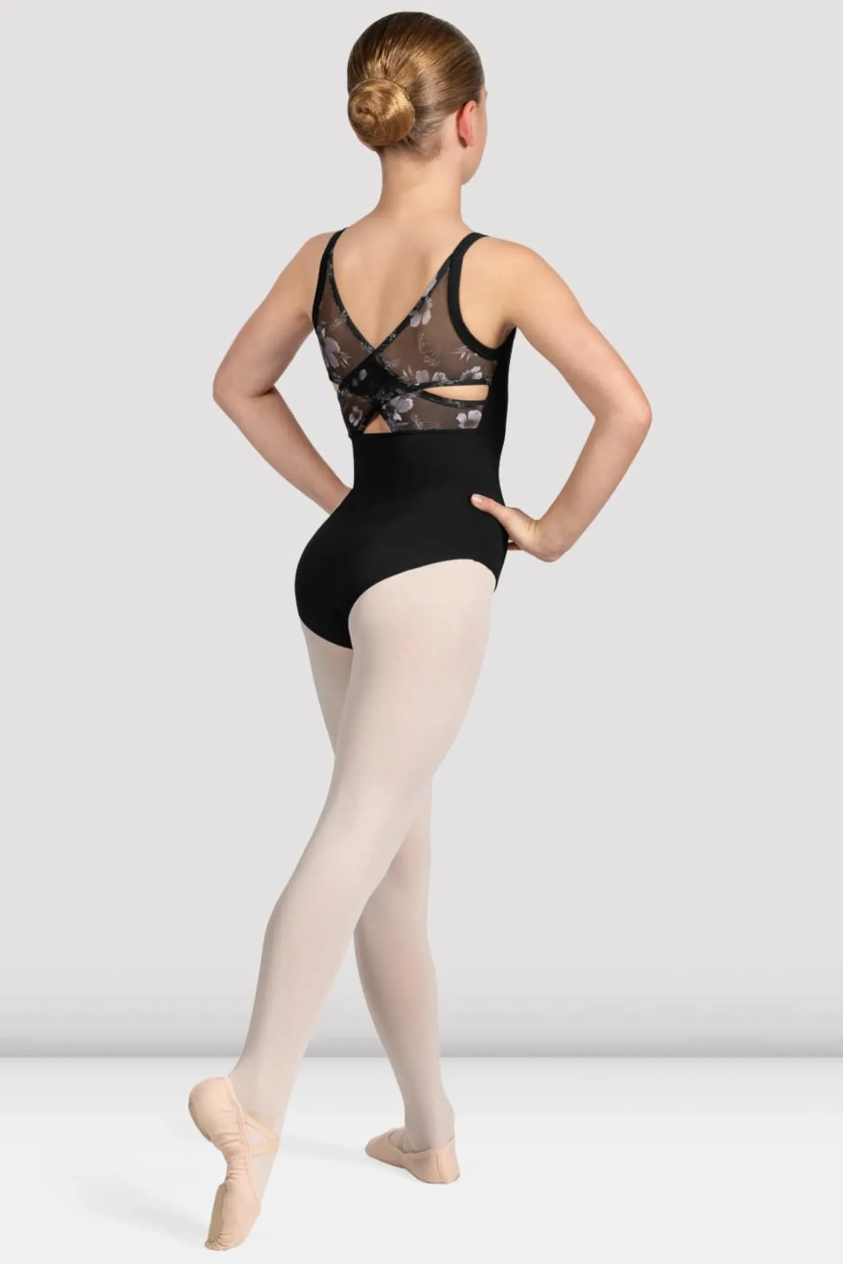 Bloch Trikots^Lilafarbener Camisole-Trikot mit Blumenmuster für Mädchen black