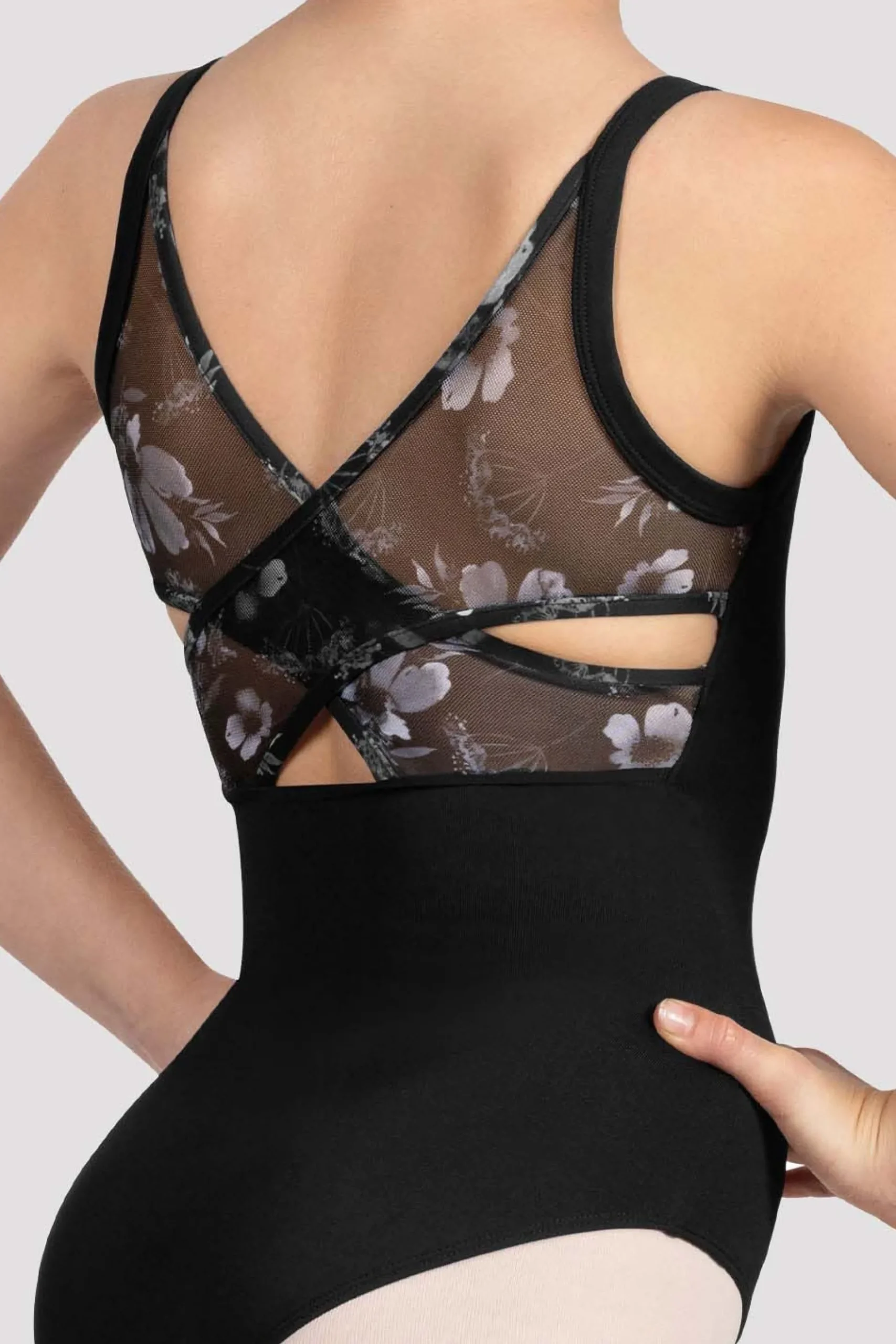 Bloch Trikots^Lilafarbener Camisole-Trikot mit Blumenmuster für Mädchen black