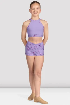 Bloch Oberteile^Mädchen – Aella – Kurzes Top mit Netzrücken lilac