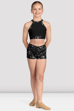 Bloch Oberteile^Mädchen – Aella – Kurzes Top mit Netzrücken black
