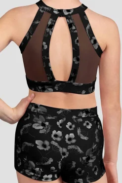 Bloch Oberteile^Mädchen – Aella – Kurzes Top mit Netzrücken black