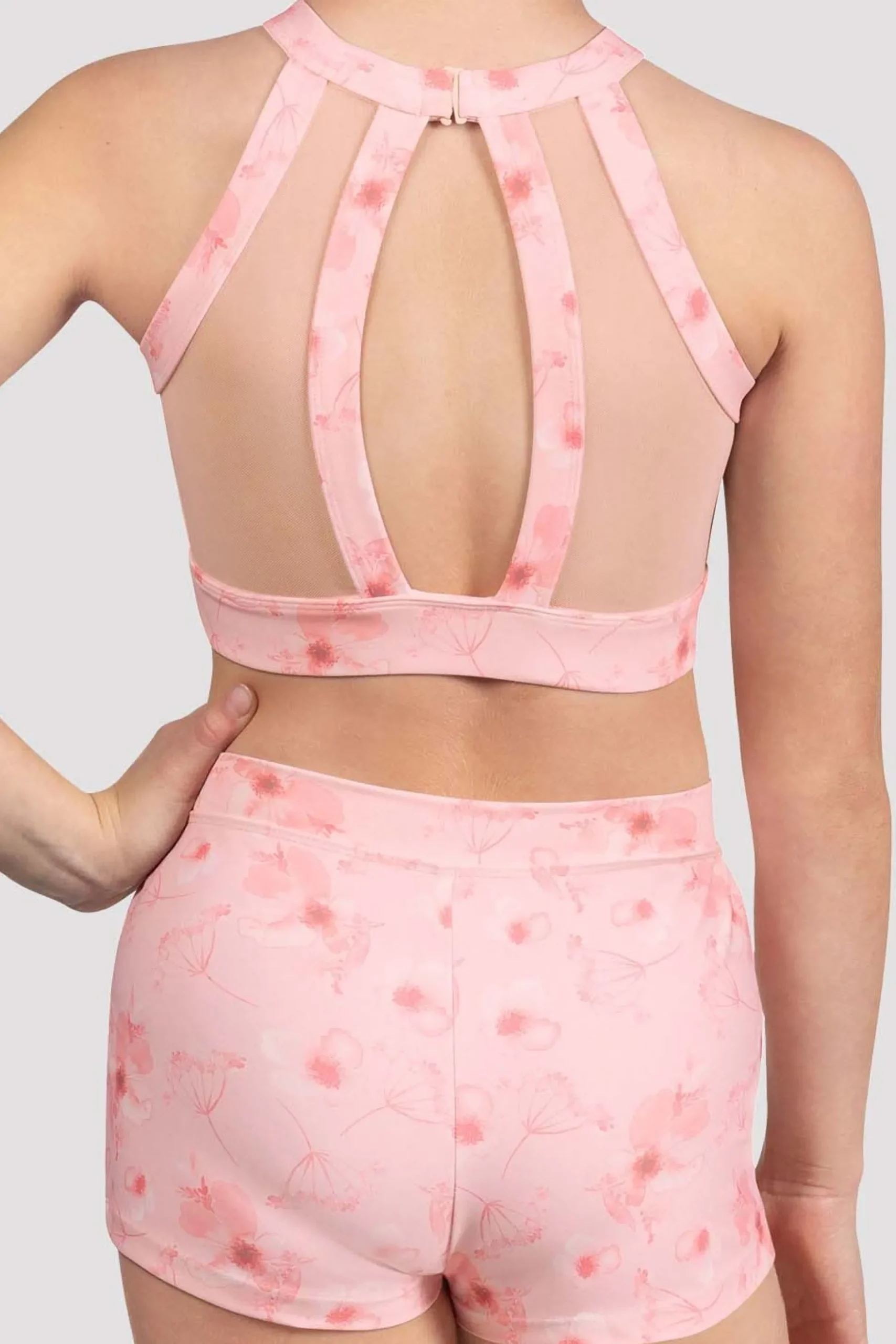 Bloch Oberteile^Mädchen – Aella – Kurzes Top mit Netzrücken candypink