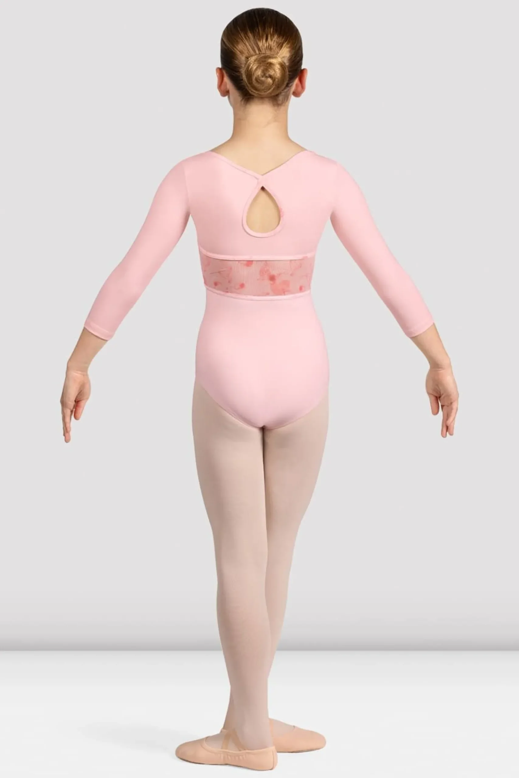 Bloch Trikots^Mädchen Sophie geblümtes Turntrikot mit 3/4-Ärmeln candypink