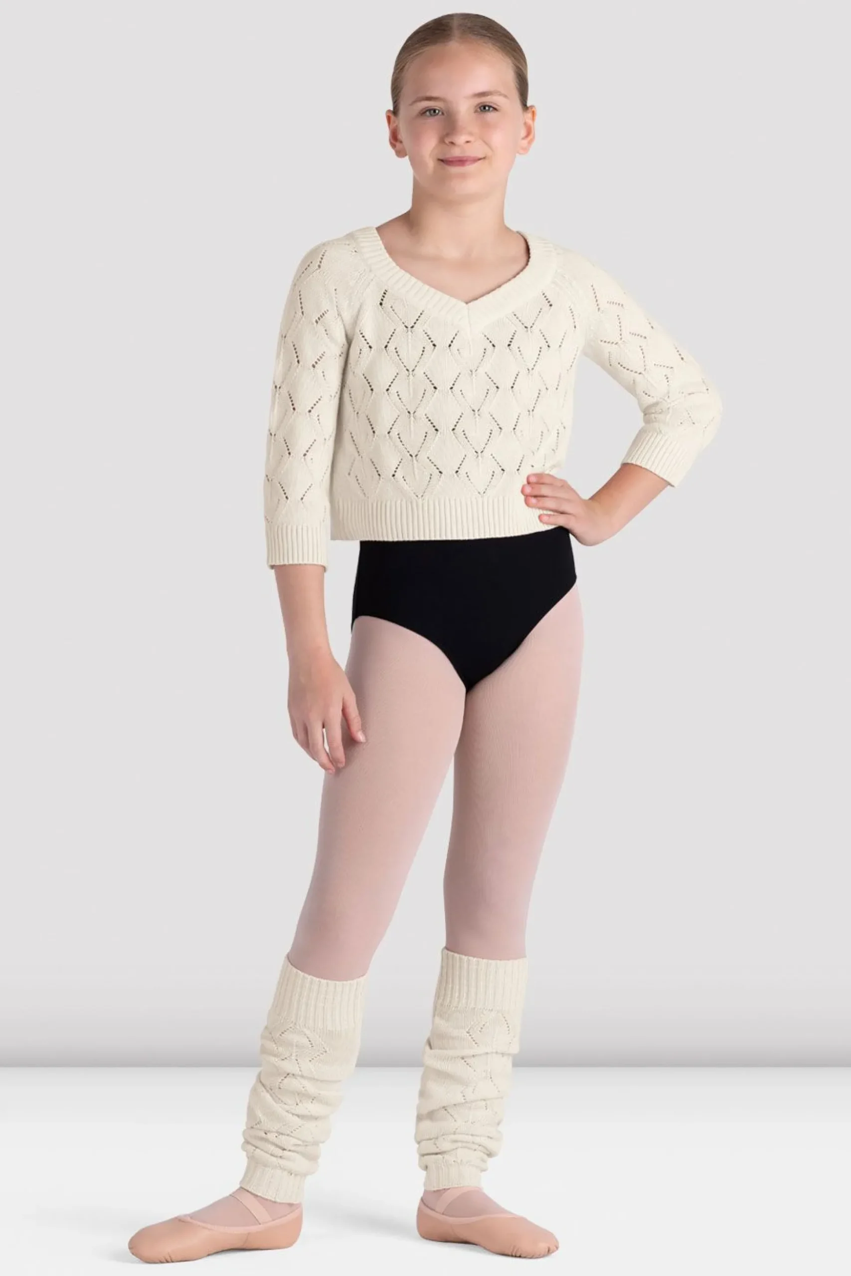 Bloch Oberteile|Aufwärmen^Soraya 3/4-Strickpullover für Mädchen winterwhite
